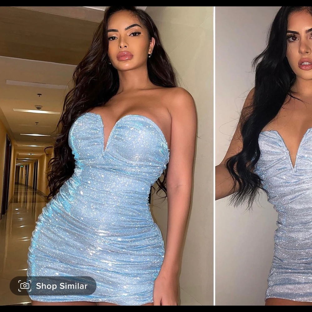 Fashion nova mini blue sparkly dress